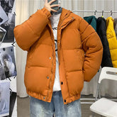Warm Solid Color Men Hooded Parka Oversize